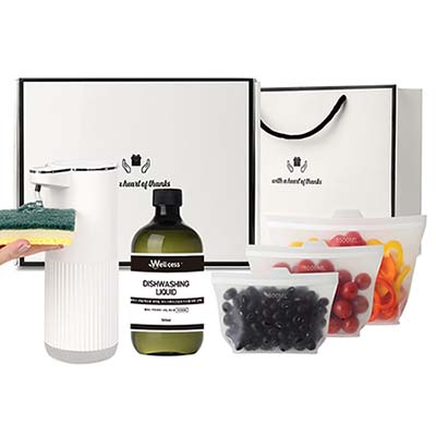 웰세스 WG-102GS 젤 주방세제 자동 디스펜서 1개 + 리필 500ml 1개 + 실리콘지퍼백3종 세트