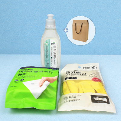 크린랩 여러번 빨아쓰는 행주 주방세제 3종세트