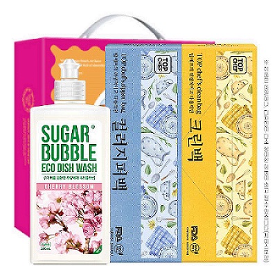 슈가버블 주방세제280용기 컬러지퍼백 크린백 3종세트