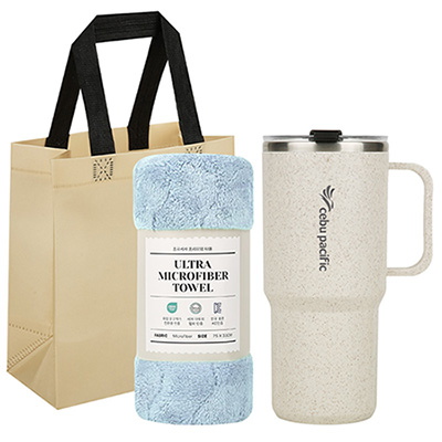 친환경 커피가루 우디 핸들 텀블러 + 타올 선물세트