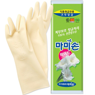 마미손 화이트 고무장갑 (대형 / 중형 / 소형) / 식품조리용 고무장갑