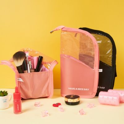 단순 스탠딩 화장품 파우치 여행용 파우치