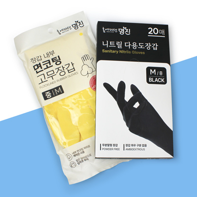 고무장갑 니트릴장갑 2종세트
