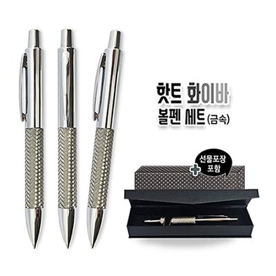 핫트 화이바 볼펜 세트(금속)