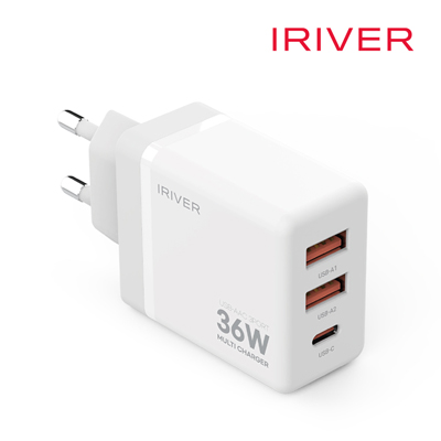 아이리버 IHA-H36AC 36W AAC QC3.0 3포트 멀티 가정용 충전기(AtoC케이블포함)