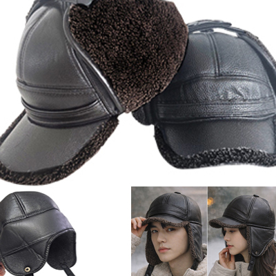 [군밤모자]뛰어난보온/스냅버튼고정식/인조가죽/드루퍼햇/2가지색상