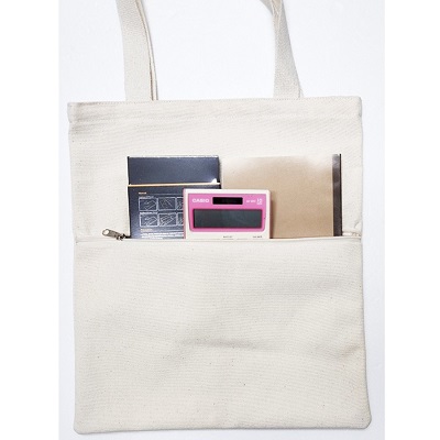 캔버스면 10수 앞주머니 지퍼형 에코백