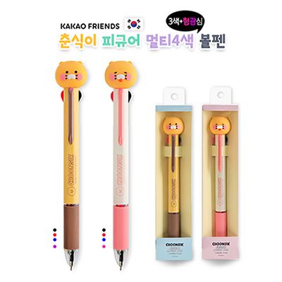 카카오 춘식이 피규어 멀티 4색 볼펜(3색+형광심)