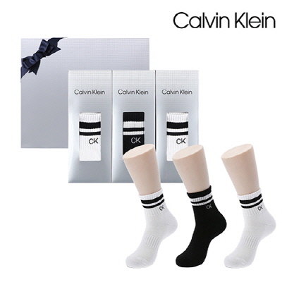 [캘빈클라인] 남성 캐주얼 스포츠 파일 양말 3족 세트_프리미엄라인