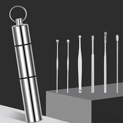 휴대용 스프링 귀이개 키링 6종 세트 귀지청소