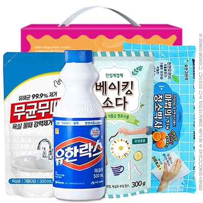 무균무때 유한락스 베이킹소다300리필 청소박사중형30매 4종