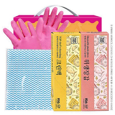 고무장갑 크린백 위생장갑 항균행주 위생용품 4종세트