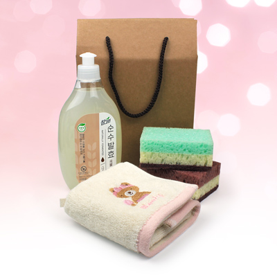 울리 주방타올 참그린 주방세제 떡수세미2개 4종세트