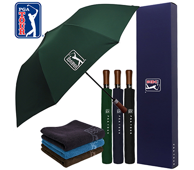 PGA 2단자동 빈티지우드+170g 죽사타올 세트