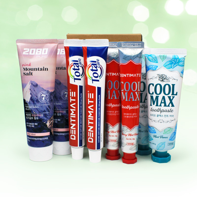 치약선물세트 2080 핑크솔트 크리오 쿨맥스 덴티메이트 스트롱 4종 8개입 세트