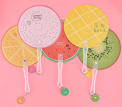 271_여름 과일 프린트 휴대용 부채 10개