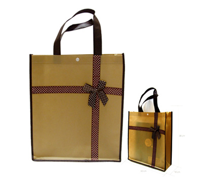 [리본부직포가방 -대사이즈]  부직포가방 (38*32*10cm)  /보조가방/쇼핑백/신발주머니/리본부직포/장바구니/고급형