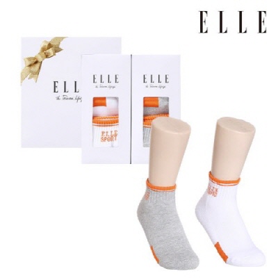 [엘르] 여성 스포츠양말 2족세트_화이트,그레이
