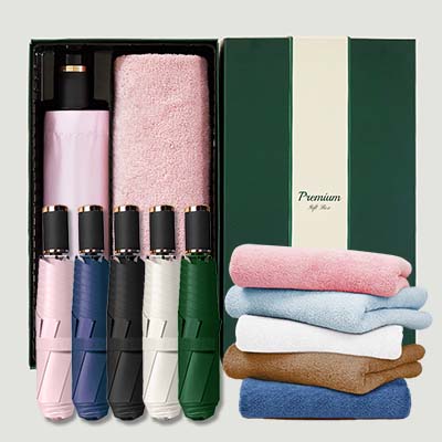 라이트핏 블랙골드그립 3단수동 암막양우산+보송보송데일리 순면타올155g 우산타올 선물세트