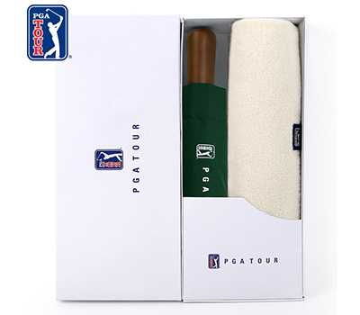 PGA 3단완전자동 빈티지우드+200g 코마사 면사타올 세트