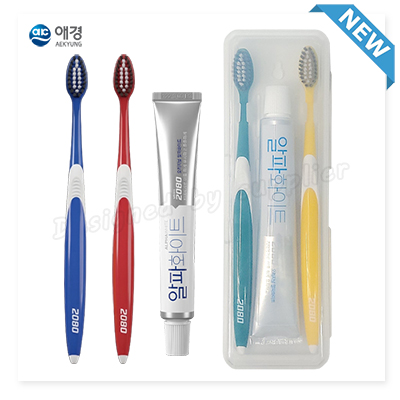커플 애경2080클린미세모 2080화이트치약 칫솔치약세트
