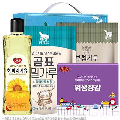 동원해바라기유 곰표밀가루 부침가루 정사각위생장갑 4종 선물세트