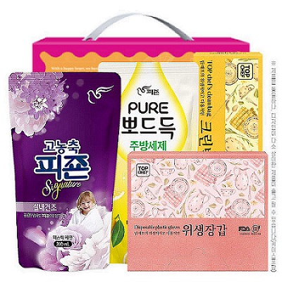 피죤 뽀드득주방세제 크린백 정사각위생장갑 4종 선물세트