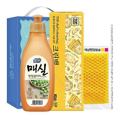 참그린 매실300용기 크린맥 망사수세미 3종세트