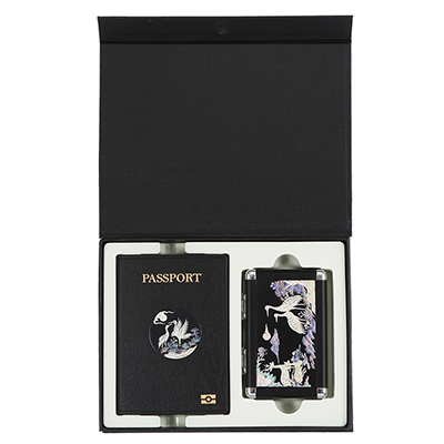 송학나전가죽여권지갑+십장생나전손톱깍이2종세트