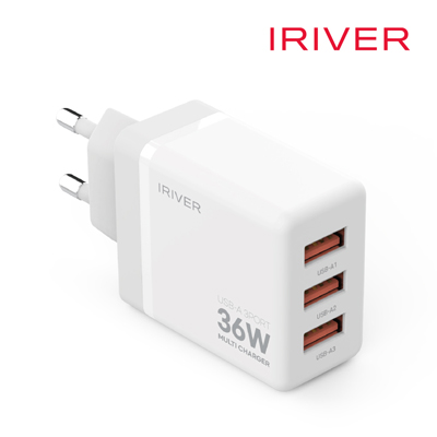 아이리버 IHA-H36A 36W AAA QC3.0 3포트 멀티 가정용 충전기(AtoC케이블포함)