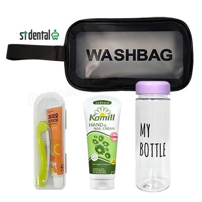 휴대용세면백 6호 보틀 미니 니치칫솔 페리오치약 카밀핸드크림100ml 여행용세트(쇼핑백포함)