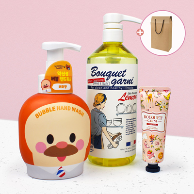 부케가르니 주방세제 750ml 핸드크림 핸드워시 3종세트