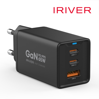 아이리버 IHA-P65ACC 65W 3포트 초고속 가정용 충전기(CtoC케이블포함)