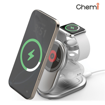 케미 HIWS-MSC10 3IN1 폴딩 맥세이프 거치대 무선 충전기(워치전기종가능)