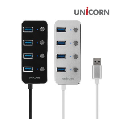 [유니콘] USB3.0 4포트 USB허브 개별 전원스위치 TH-4000S