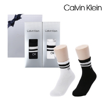 [캘빈클라인] 여성 캐주얼 스포츠 파일 양말 2족 세트_프리미엄라인
