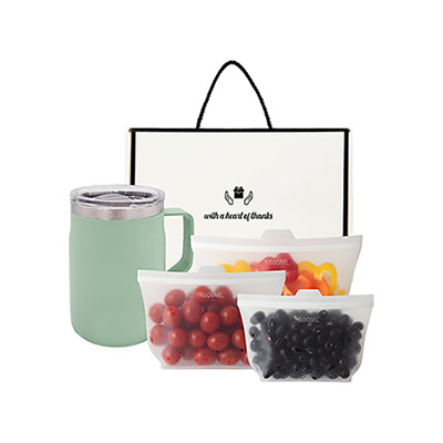 웰세스 이중 스텐 머그컵 [W5502] 1P + 실리콘지퍼백3종 세트