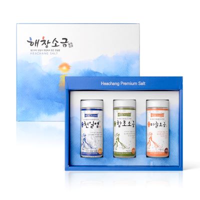 해창소금 천일염+함초+마늘 3종 선물세트 2호