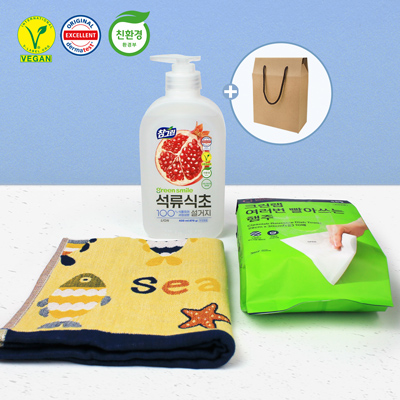 참그린 친환경 프리미엄 주방세제 크린랩 빨아쓰는행주 3종세트
