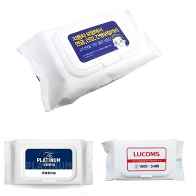 국산정품-무광 흰색물티슈 캡형 60매(40g, 55g)