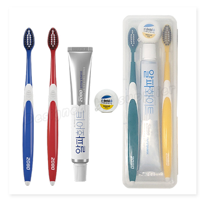 커플 애경2080클린미세모 2080화이트치약 국내산치실 칫솔치약세트