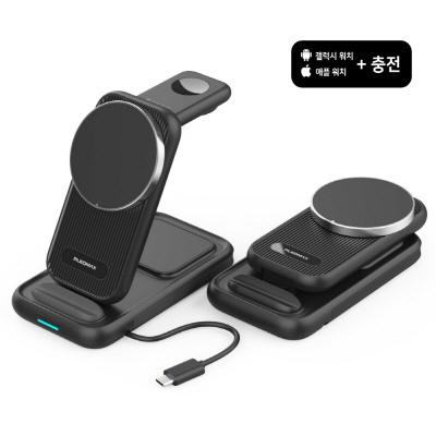 플레오맥스 4 in 1 접이식 15W 고속 무선 충전기 PM-4ONE_애플 + 갤럭시 워치