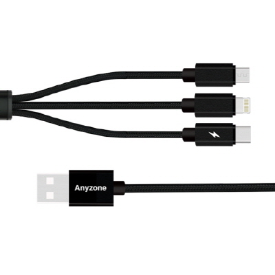 애니존 3 WAY 케이블 3 IN 1 고속충전데이터케이블 58C 1. 2M