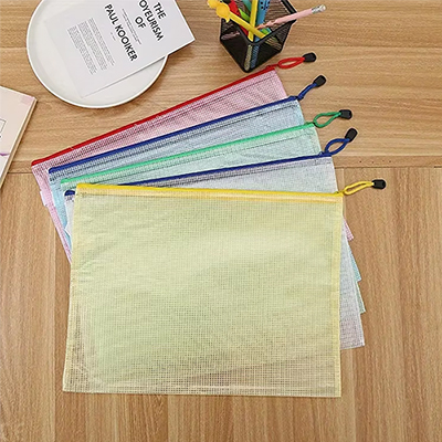 385_5PCS A5 메쉬 지퍼 파우치