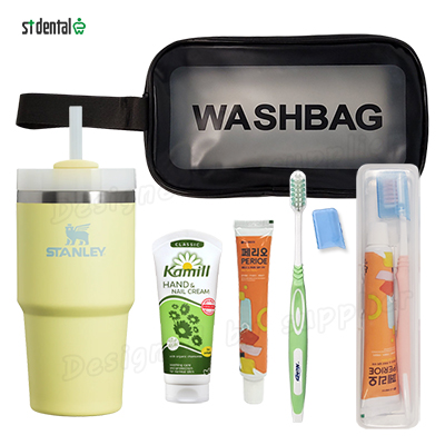 스탠리 퀜처591ml 빨대 텀블러 세트2호 세면백 소프트캡칫솔치약 카밀100ml(쇼핑백포함)