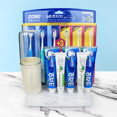 2080 미세모칫솔 3+3 치약 세트