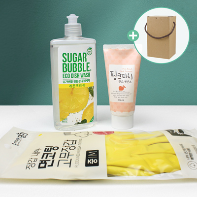 슈가버블 주방세제  면코팅고무장갑 3종세트
