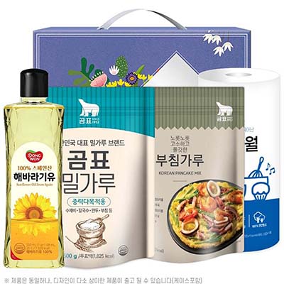 동원해바라기유 곰표밀가루 부침가루 롤타입키친타올 4종 선물세트