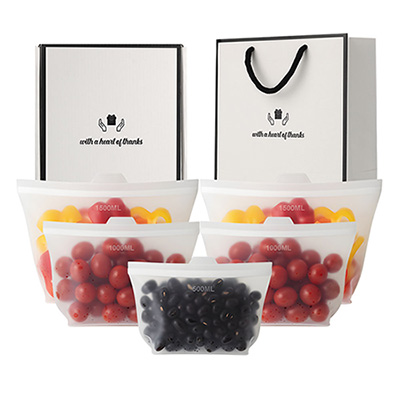 웰세스 실리콘지퍼백5종세트 (500,1000*2개,1500*2개)