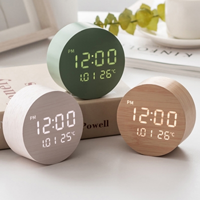문폴 우드 인테리어 LED 탁상시계
